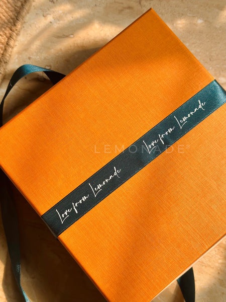 Personalized satin ribbon in vibrant colors for gifts, celebrations, and special events. Deep Teal - LemonadeStationery