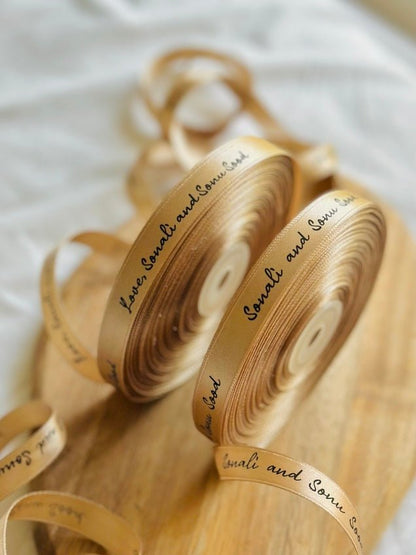 Personalized satin ribbon in vibrant colors for gifts, celebrations, and special events.
Light Gold - LemonadeStationery