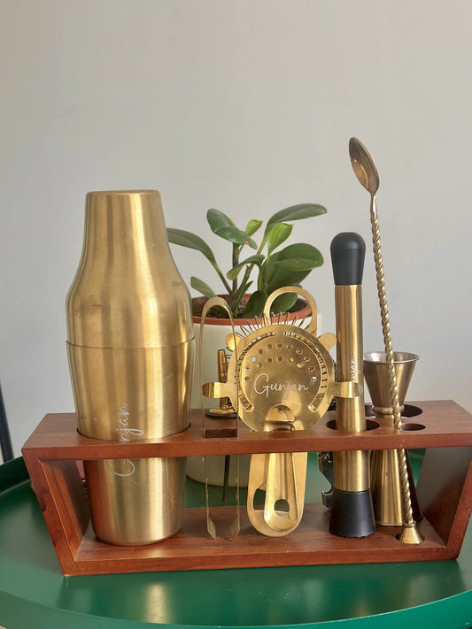 Custom bar accessories set for home bar and celebrations