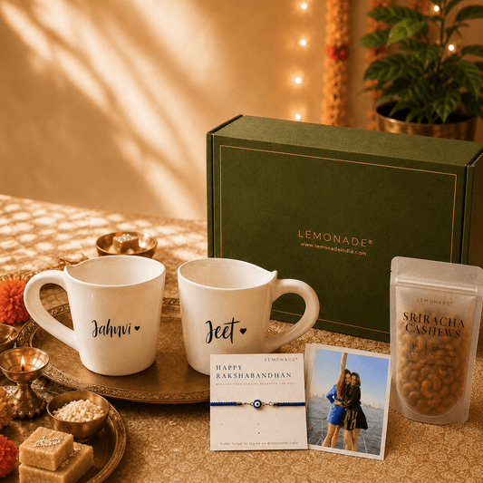 Personalized Sibling Cups Rakhi Hamper - Lemonade
