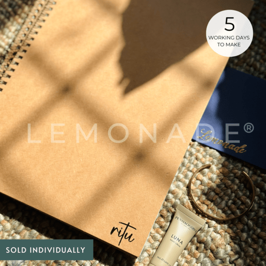 Personalized - Spiral Kraft Notebook - Gold - A4 Size - LemonadeStationery