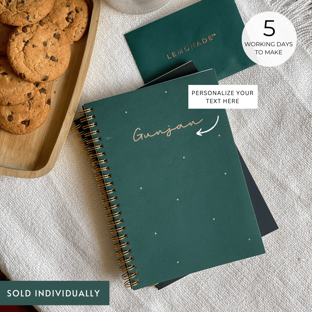 Personalized - Spiral Notebook - Gold Speck - Green - LemonadeStationery