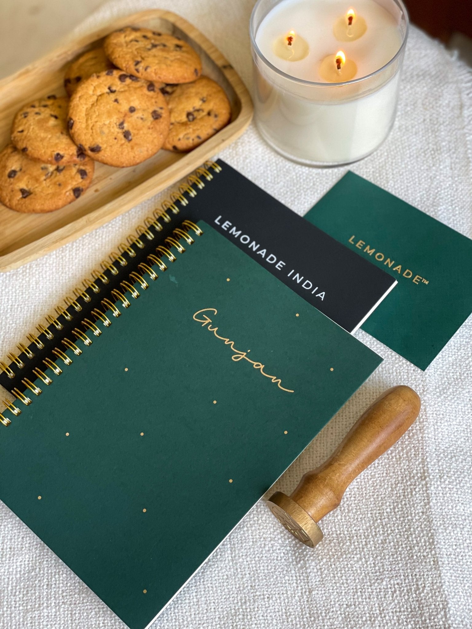 Personalized - Spiral Notebook - Gold Speck - Green - LemonadeStationery