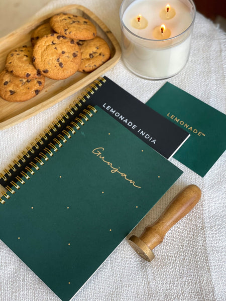 Personalized - Spiral Notebook - Gold Speck - Green - LemonadeStationery