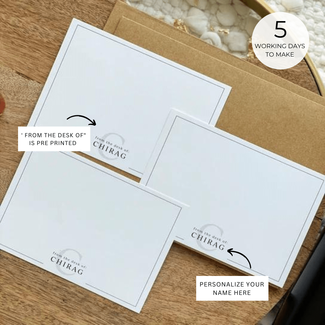 Personalized - Textured Notecards - From The Desk Of - Matte Finish - LemonadeStationery