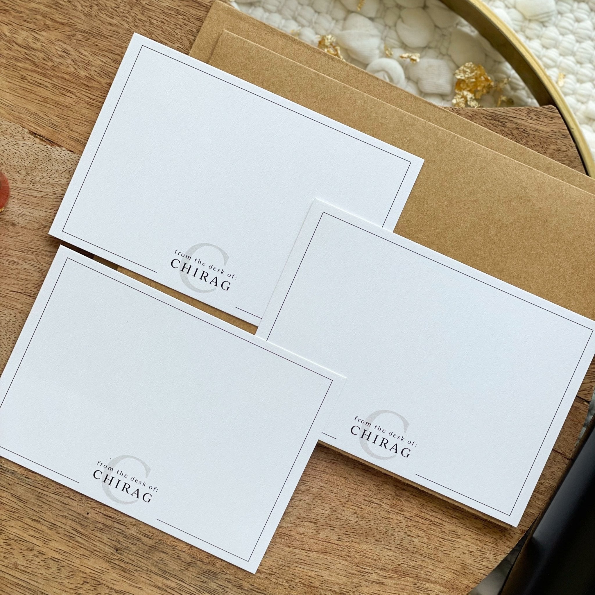 Personalized - Textured Notecards - From The Desk Of - Matte Finish - LemonadeStationery