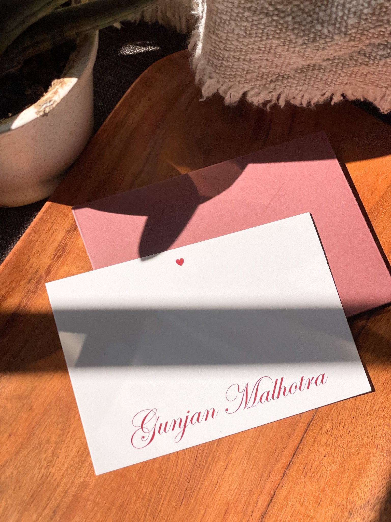 Personalized - Textured Notecards - With Love - Marsala - LemonadeStationery