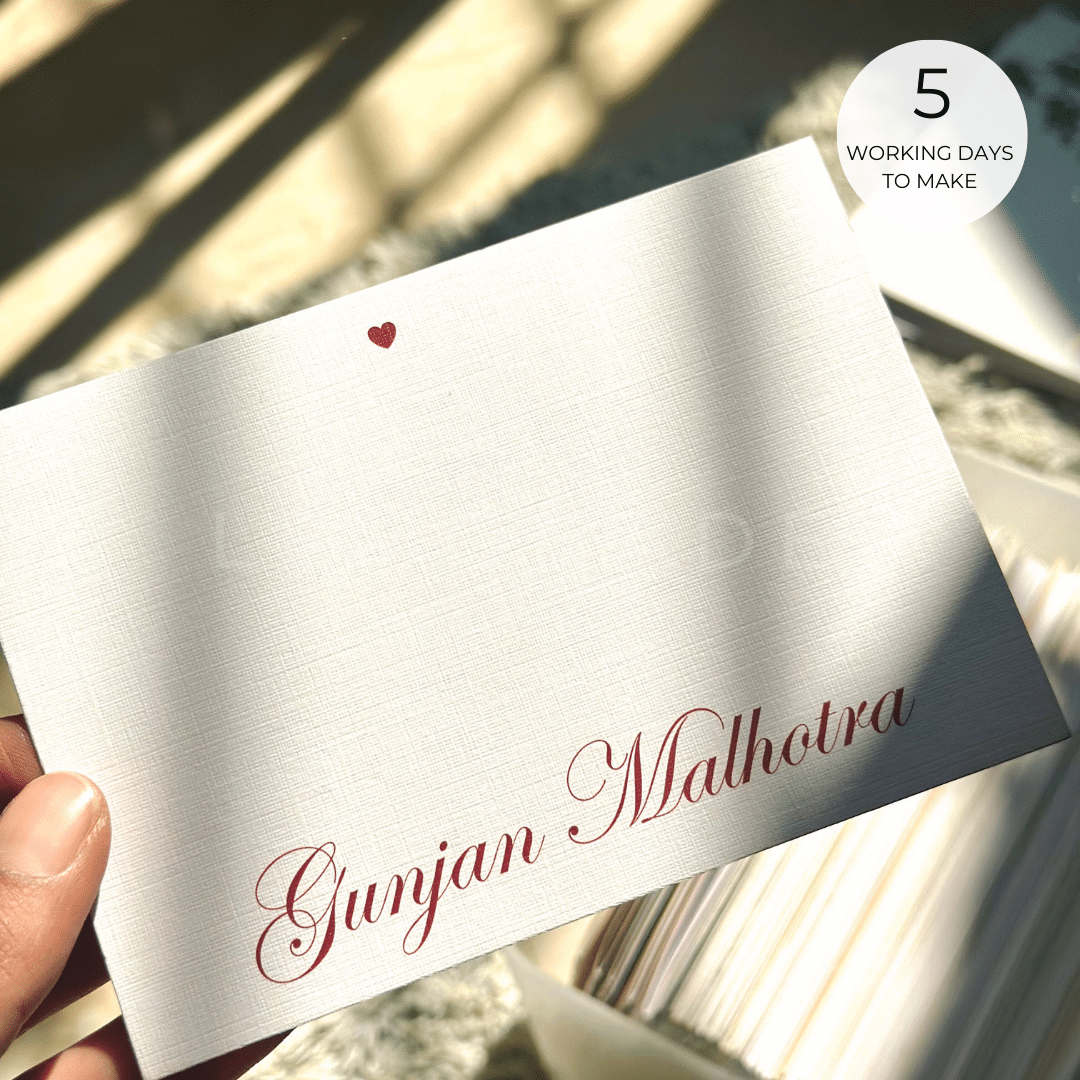 Personalized - Textured Notecards - With Love - Marsala - LemonadeStationery