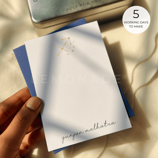 Personalized - Textured Notecards - Zodiac Signs - Cursive Font - LemonadeStationery
