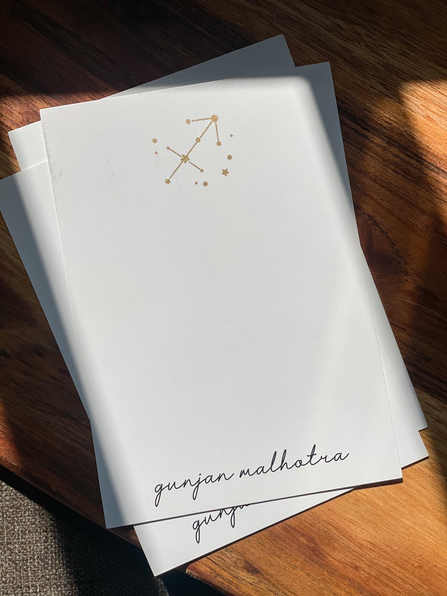 Personalized - Textured Notecards - Zodiac Signs - Cursive Font - LemonadeStationery