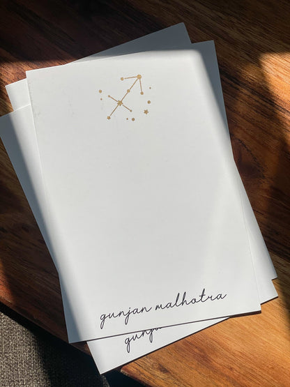 Personalized - Textured Notecards - Zodiac Signs - Cursive Font - LemonadeStationery