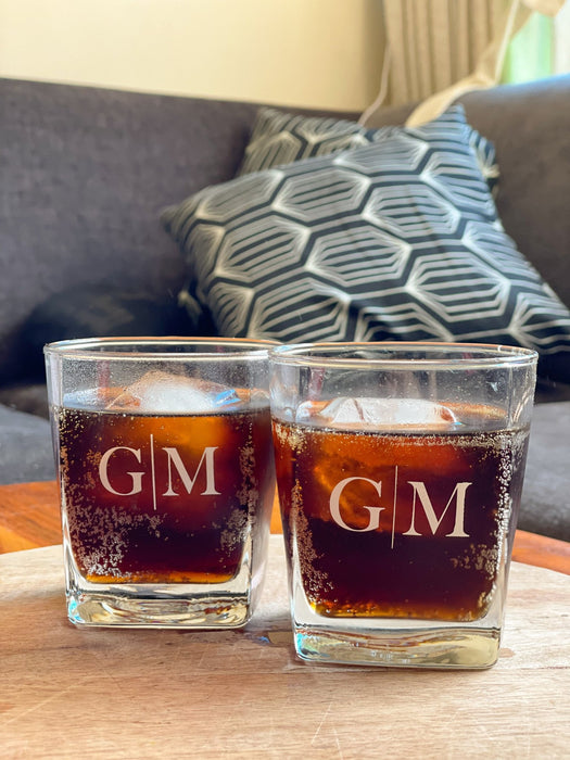 Personalized - The Monogram Noir Whiskey Duo - Set of 2 - LemonadeHome