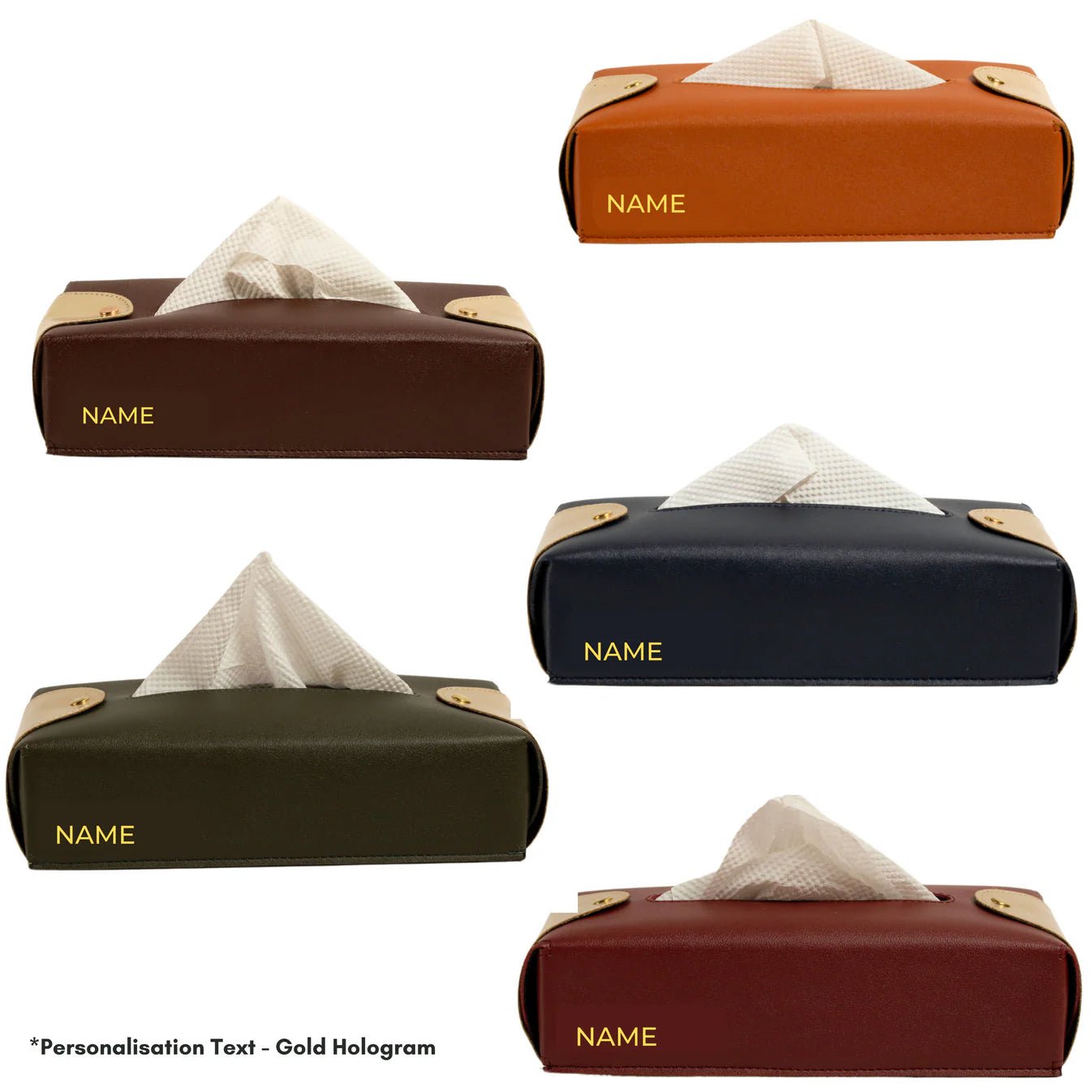 Personalized Tissue Box Cover - Vegan Leather - Lemonade