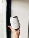 Personalized travel mug in sleek white design
