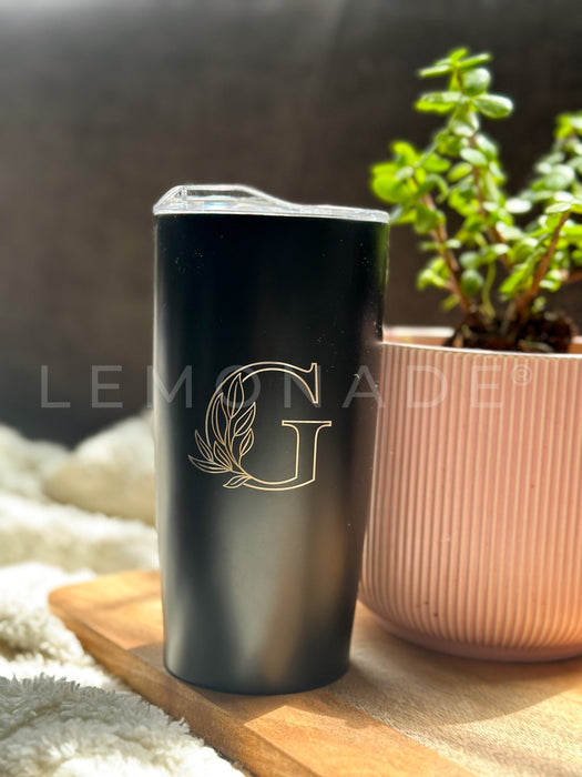 Personalized - Travel Mug - Venti - Black - Initial - LemonadeHome