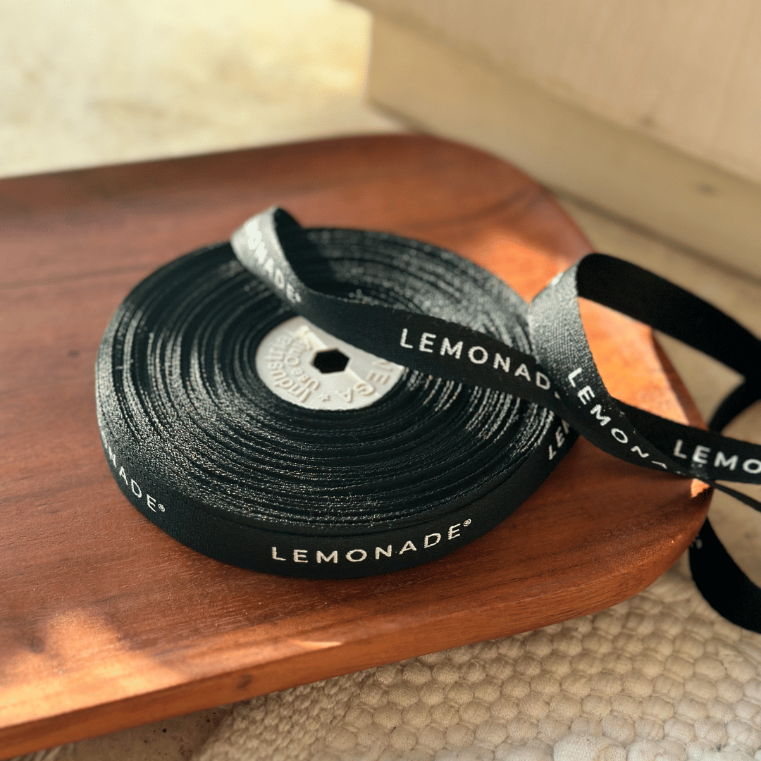 Personalized twill ribbon in vibrant colors for gifts, celebrations, and special events. Black - LemonadeStationery