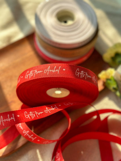 Personalized - Twill Ribbon - Red - 20mm - LemonadeStationery
