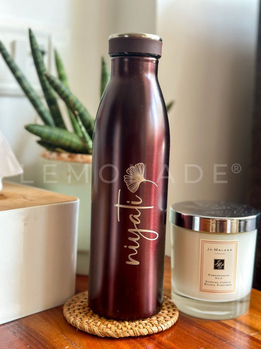 Personalized - Vaccum Bottle - Mahogany - LemonadeHome