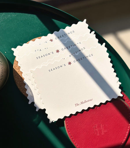 Personalized - Wavy Edge Notecards - Season's Greetings - Lemonade