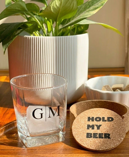 Personalized - Whiskey Glasses - Monogram - Black - Set of 2 | Artisan Collection - LemonadeHome