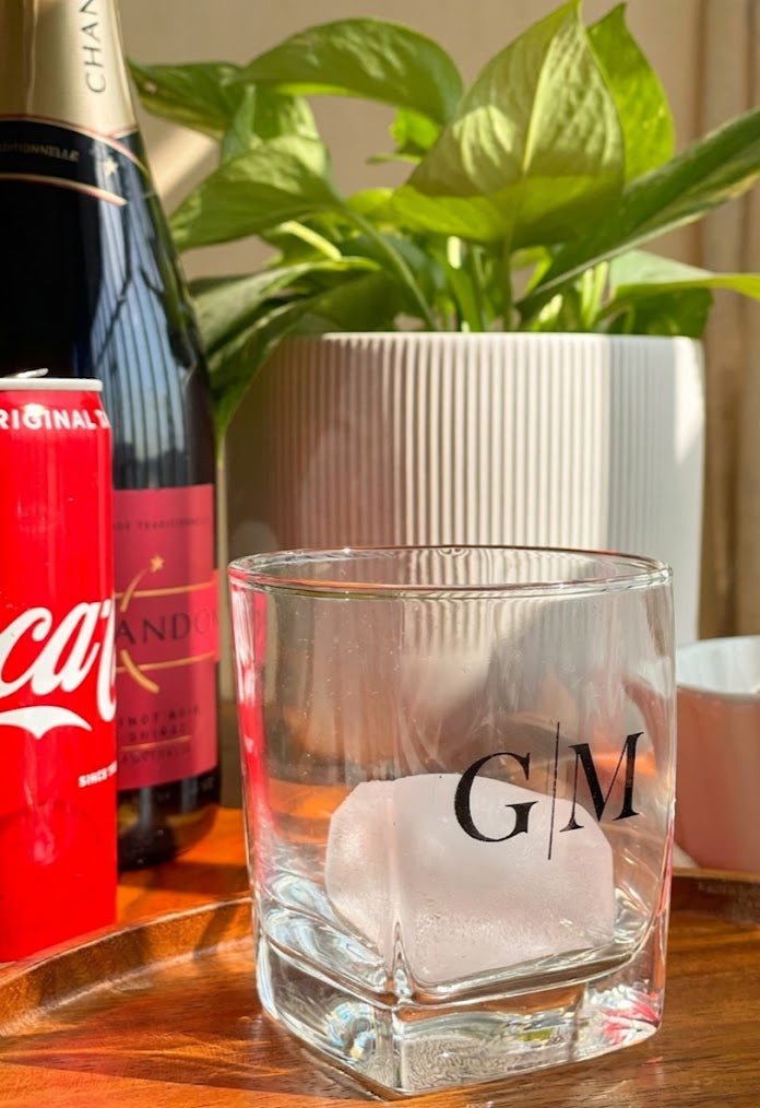 Personalized - Whiskey Glasses - Monogram - Black - Set of 2 | Artisan Collection - LemonadeHome