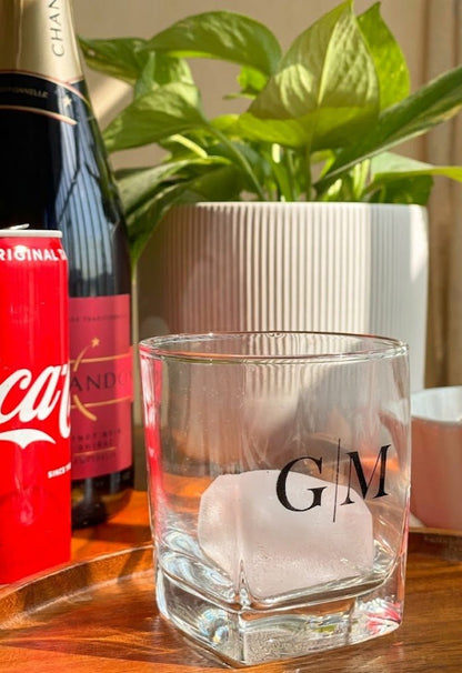 Personalized - Whiskey Glasses - Monogram - Black - Set of 2 | Artisan Collection - LemonadeHome