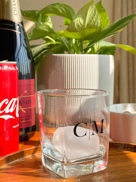 Personalized - Whiskey Glasses - Monogram - Black - Set of 2 - LemonadeHome