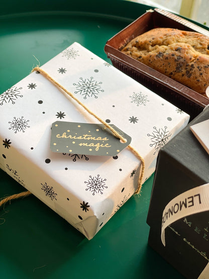 Pre Design - Christmas Gift Wrapping Sheets - Snowflakes - Black & White - Set of 10 - LemonadeStationery