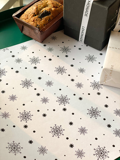 Pre Design - Christmas Gift Wrapping Sheets - Snowflakes - Black & White - Set of 10 - LemonadeStationery