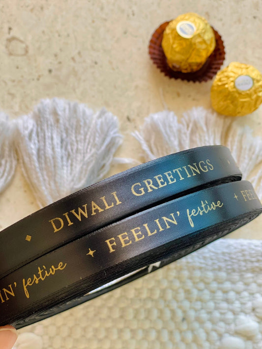Pre-designed festive ribbon with printed designs for gift wrapping, party dRcor, and seasonal celebrations – Lemonade Stationery.