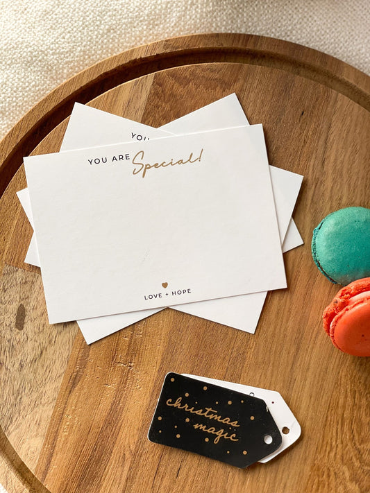 Pre Design - Gold Printed Festive Notecards - You Are Special - LemonadeStationery