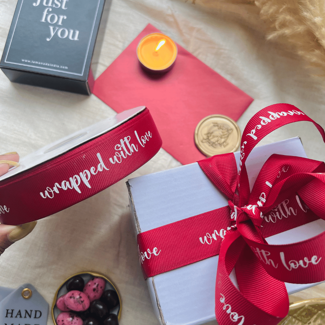 Pre-Designed Red Grosgrain Ribbon 25mm | Valentine Edition - Lemonade