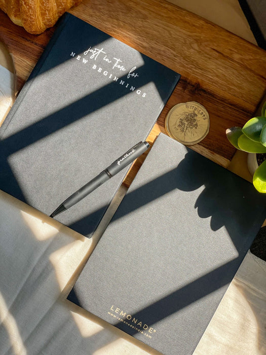 Pre Design - Hardbound Notebook - Black - Just in time for New Beginnings - LemonadeStationery