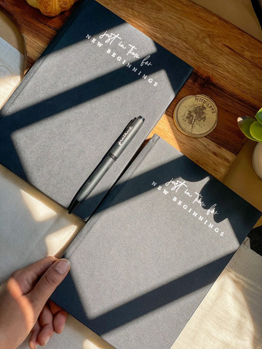 Pre Design - Hardbound Notebook - Black - Just in time for New Beginnings - LemonadeStationery