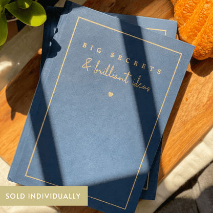 Pre Design - Hardbound Notebook - Blue - Big Secrets and Brilliant Ideas - LemonadeStationery