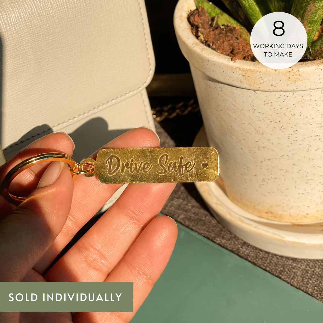 Pre Design - Metal Keychain plate - Drive Safe - LemonadeHome