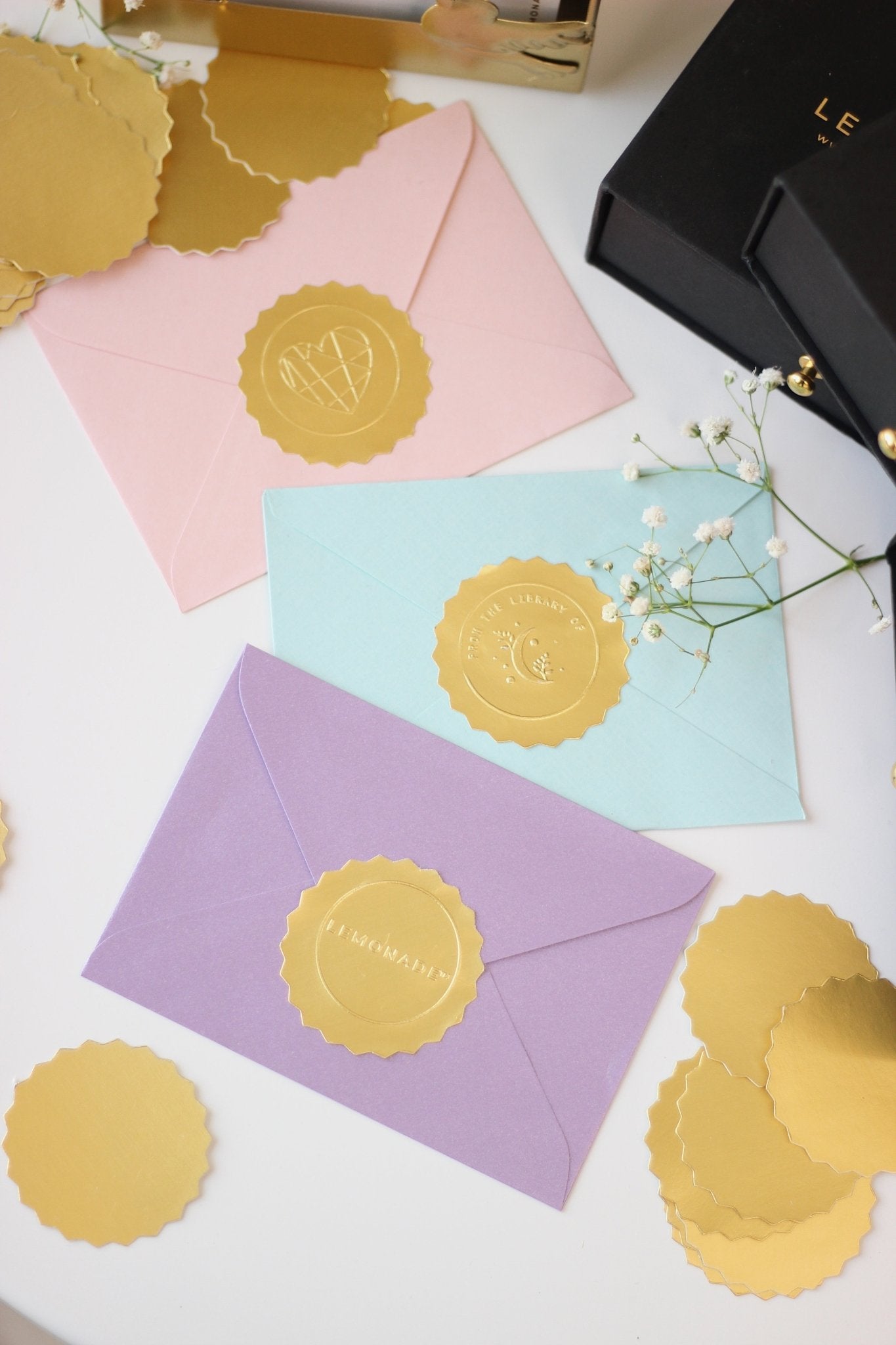 Pre-design Valentine paper embosser with geometric heart design – custom embossing stamp by Lemonade