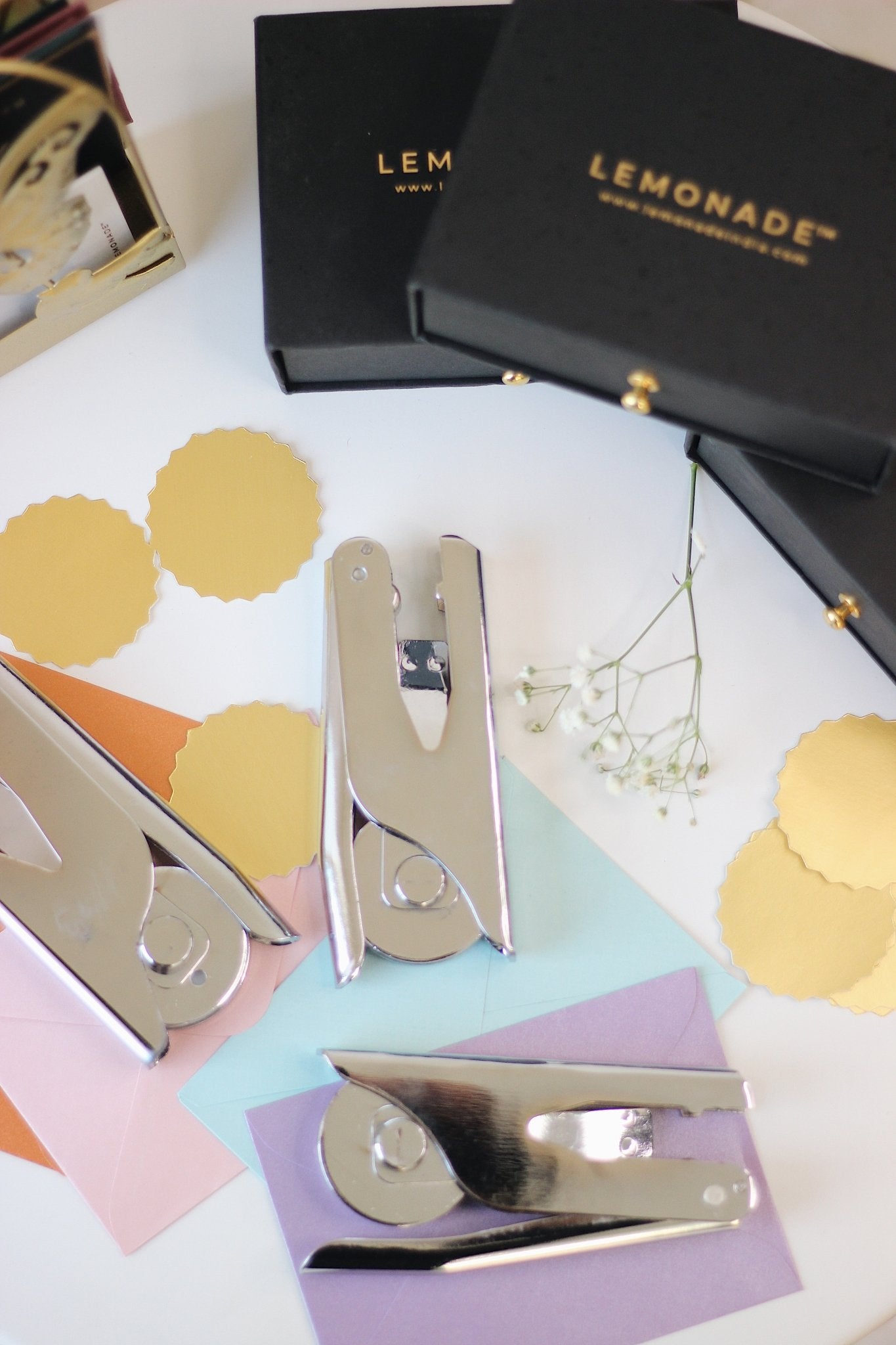 Pre-design Valentine paper embosser with geometric heart design – custom embossing stamp by Lemonade