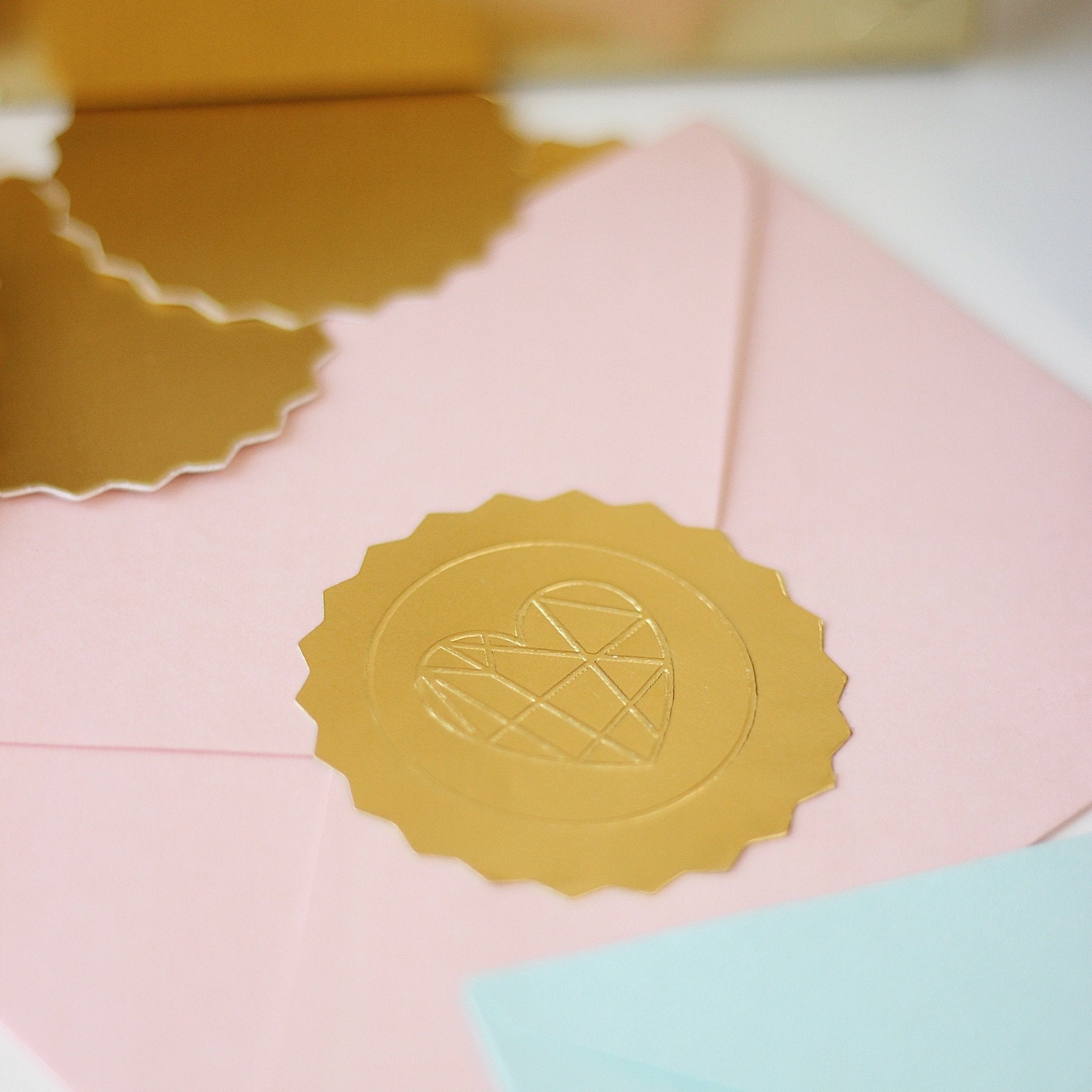 Pre-design Valentine paper embosser with geometric heart design – custom embossing stamp by Lemonade