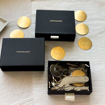 Pre-design paper embosser with “Made With Love” design – embossing stamp for stationery, cards, and packaging