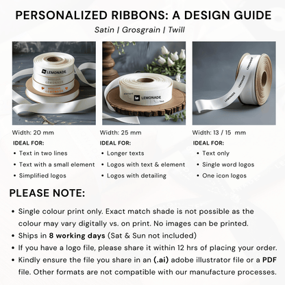Personalized ribbon in vibrant colors for gifts, celebrations, and special events. Lemonade Stationery - Personalized ribbon guide 