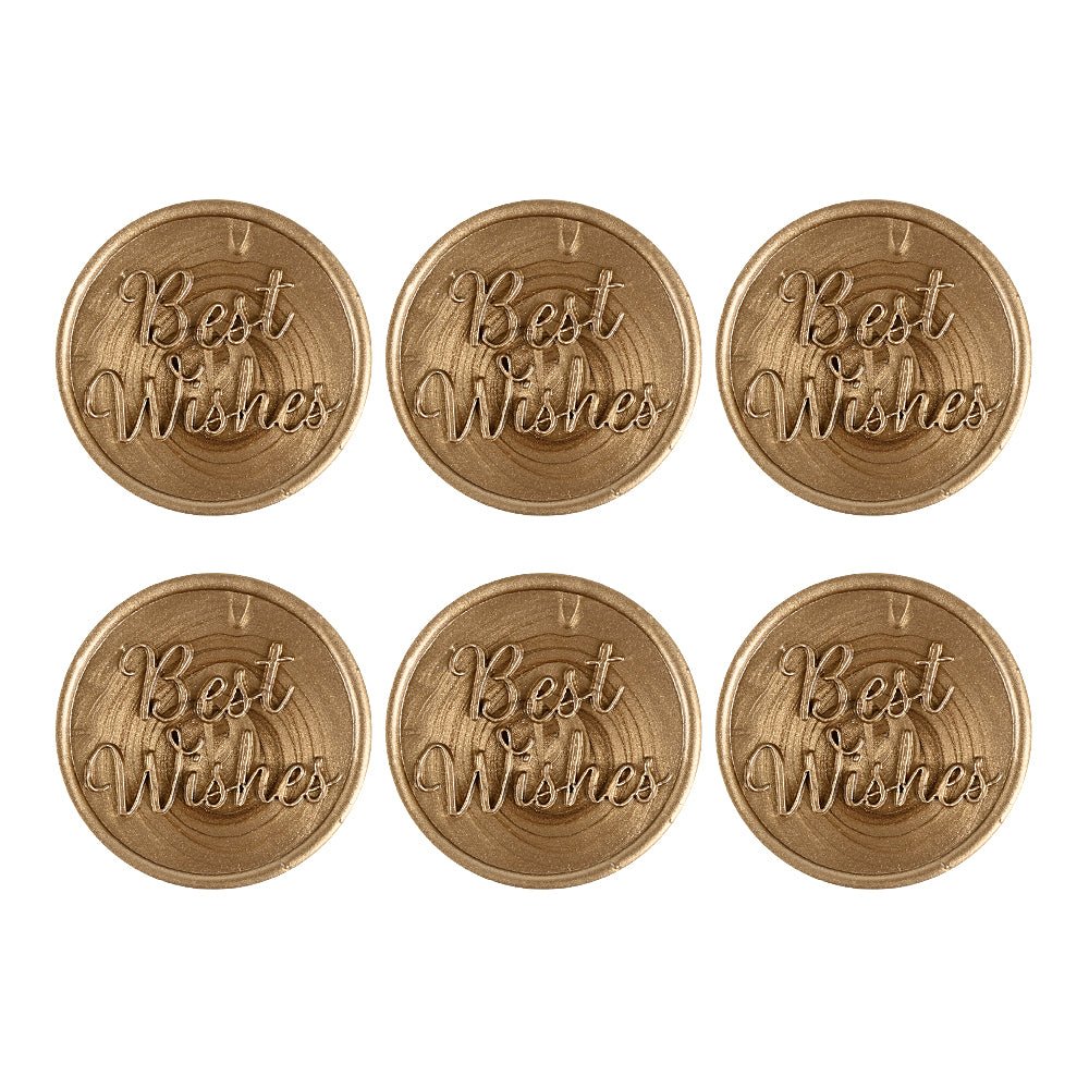 Pre Design - Self Adhesive | Peel - n - Stick Wax Buttons - Best Wishes - Gold - LemonadeCustom Stamps