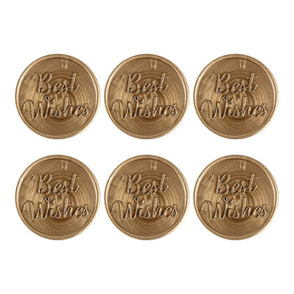 Pre Design - Self Adhesive | Peel - n - Stick Wax Buttons - Best Wishes - Gold - LemonadeCustom Stamps