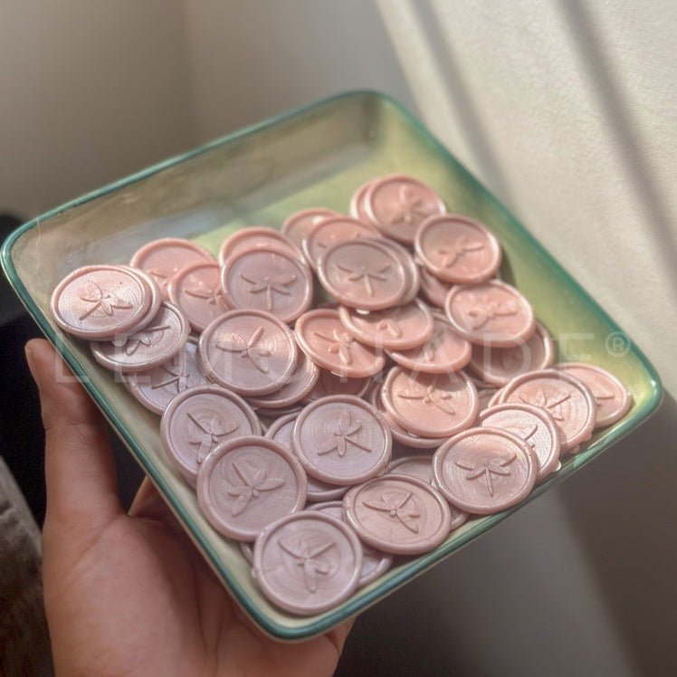 Pre Design - Self Adhesive | Peel - n - Stick Wax Buttons - Dragonfly - Pink - LemonadeCustom Stamps