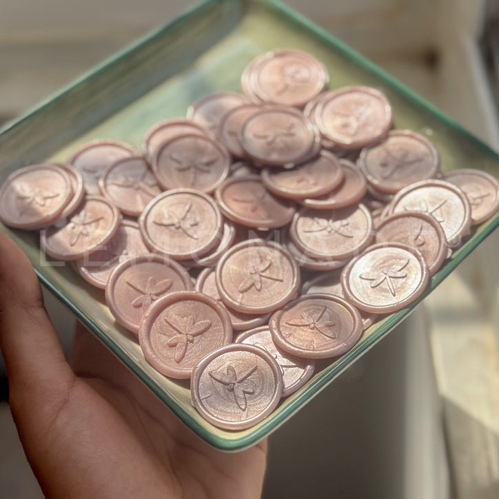 Pre Design - Self Adhesive | Peel - n - Stick Wax Buttons - Dragonfly - Pink - LemonadeCustom Stamps