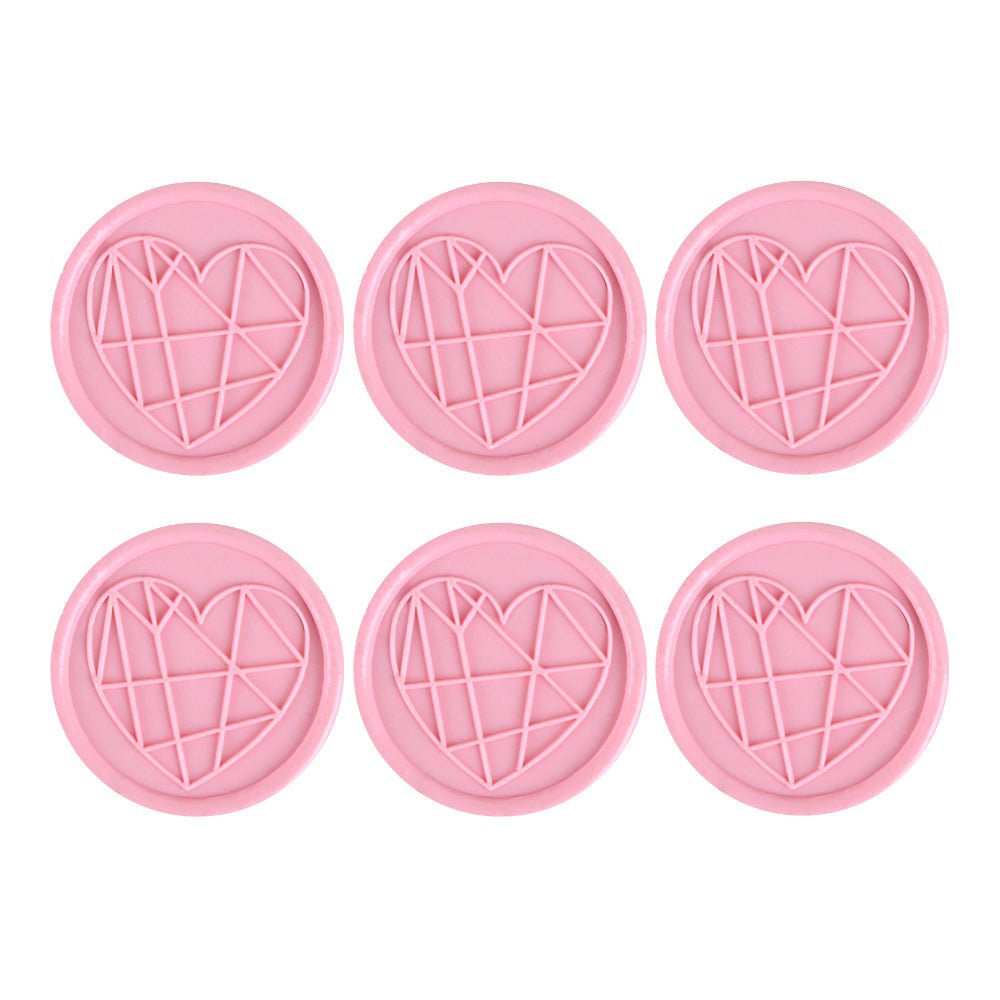 Pre Design - Self Adhesive | Peel - n - Stick Wax Buttons - Geometric Heart - Pink - LemonadeCustom Stamps