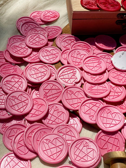 Pre Design - Self Adhesive | Peel - n - Stick Wax Buttons - Geometric Heart - Pink - LemonadeCustom Stamps
