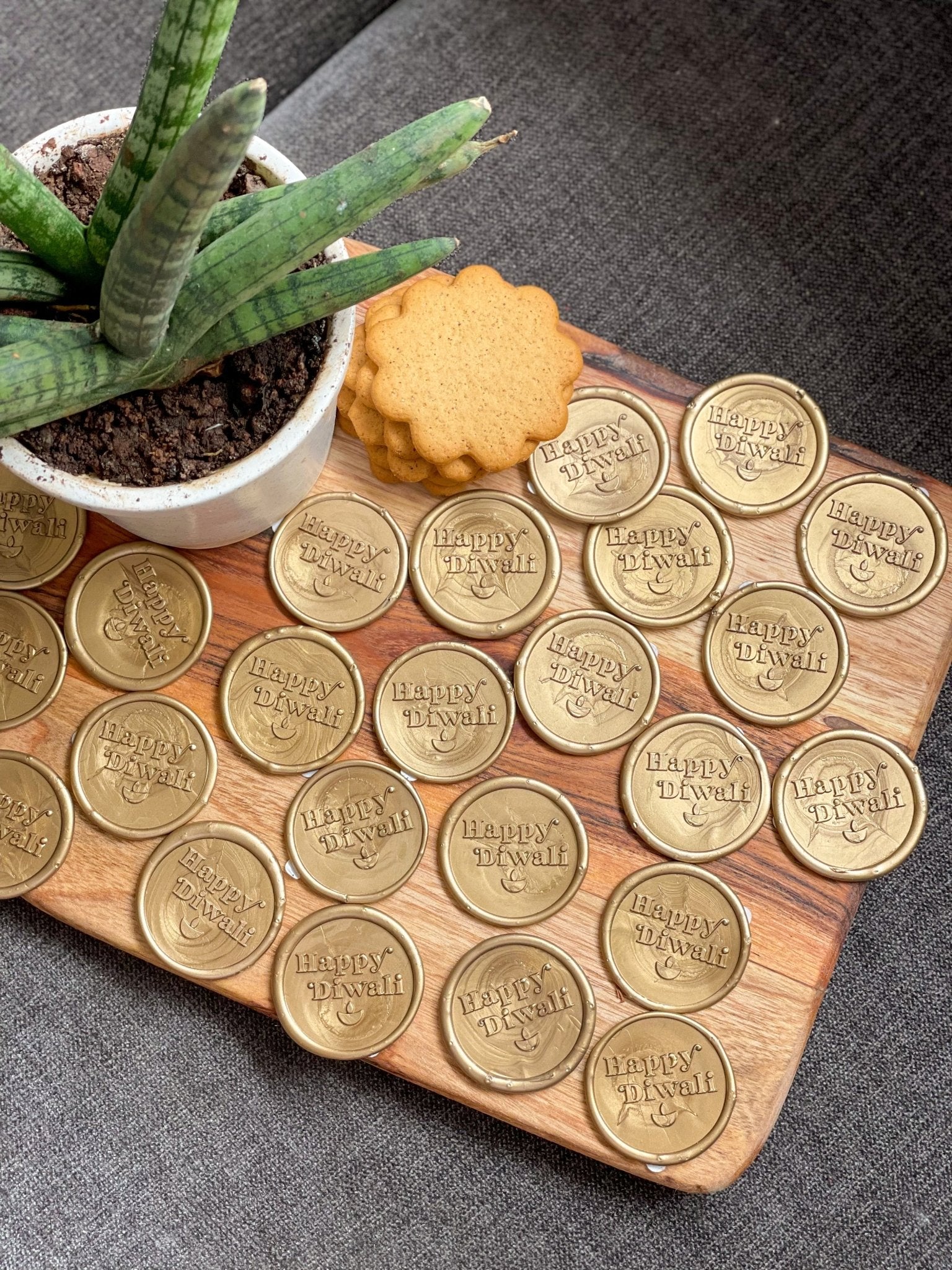 Pre Design - Self Adhesive | Peel - n - Stick Wax Buttons - Happy Diwali - Gold - LemonadeCustom Stamps