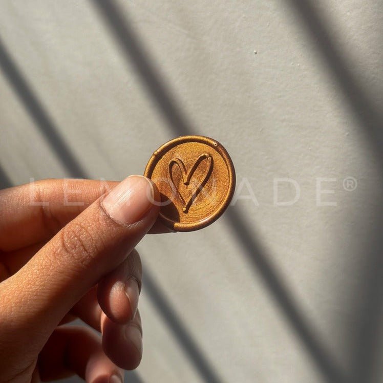 Pre Design - Self Adhesive | Peel - n - Stick Wax Buttons - Heart - Bronze - LemonadeCustom Stamps