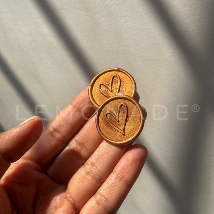 Pre Design - Self Adhesive | Peel - n - Stick Wax Buttons - Heart - Bronze - LemonadeCustom Stamps